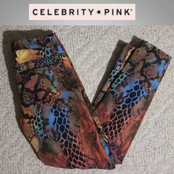 Celebrity Pink UNIQUE animal print jeans pants JUNIORS size 9 - Picture 1 of 7